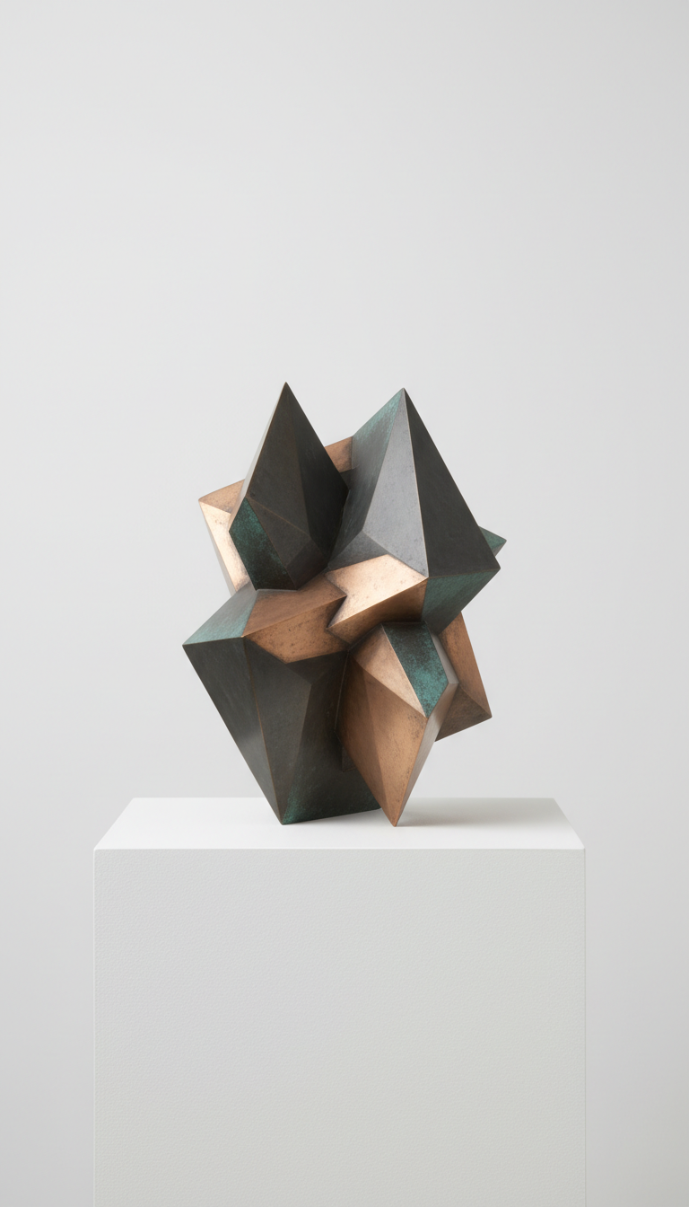 Scultura geometrica in bronzo a tiratura limitata