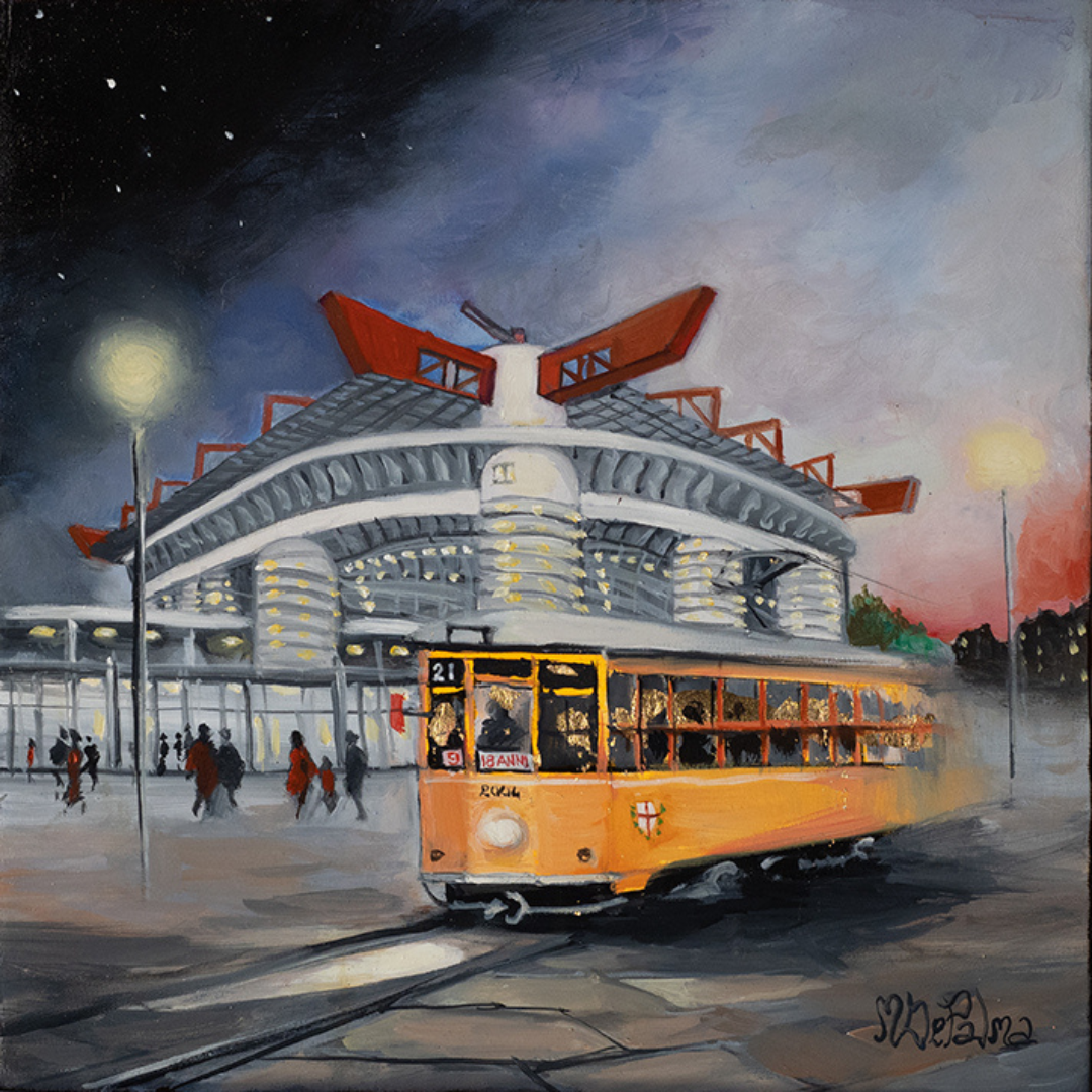 immagine di san siro milano tram mariolinadepalma pittrice