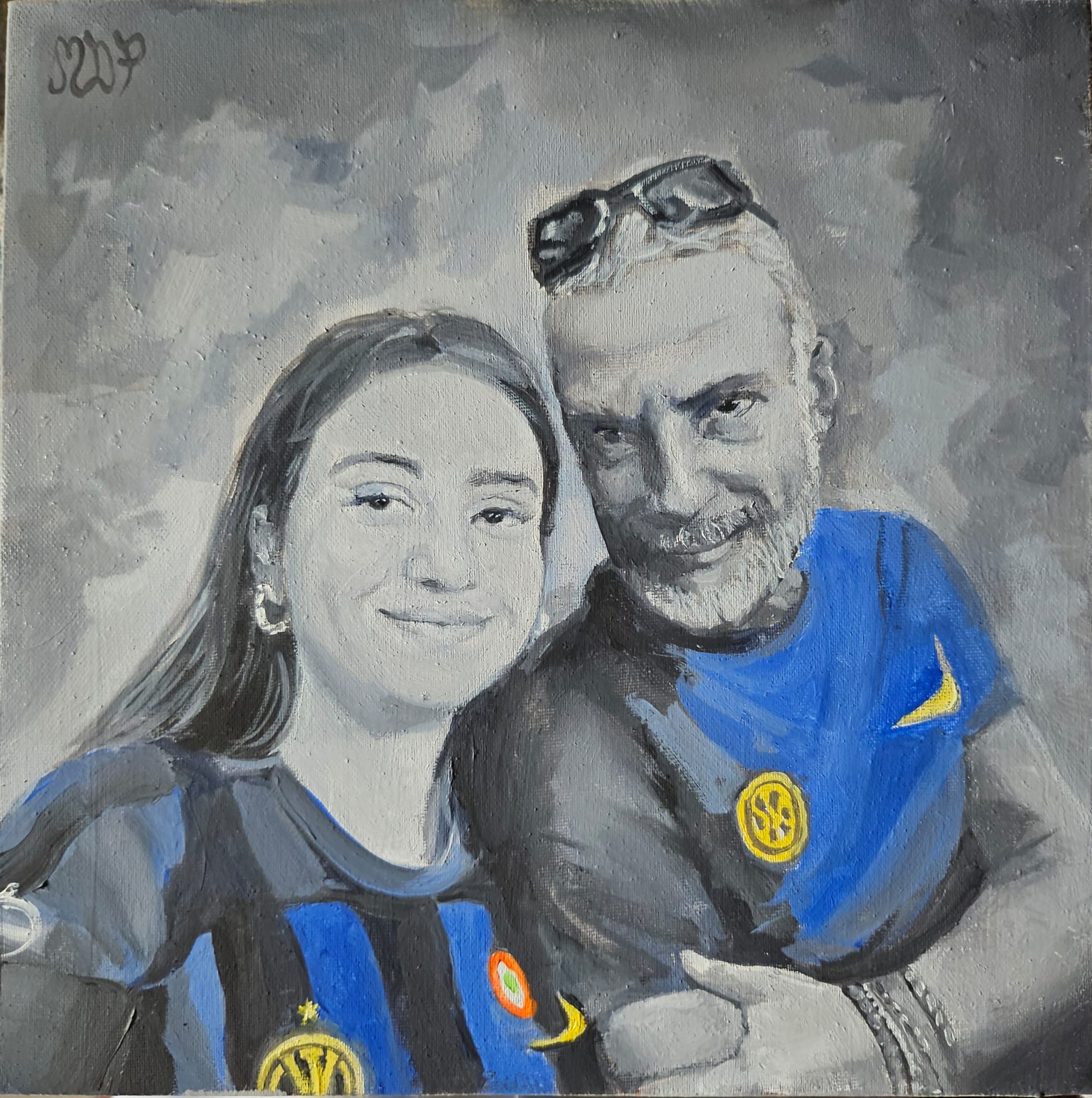 ritratto padre  e figlia inter mariolinadepalma pittrice